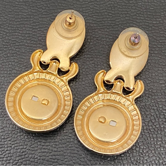 Unsigned Vintage 80’s Gold-tone Panther Door Knocker Earrings 13.7g - Picture 6 of 12